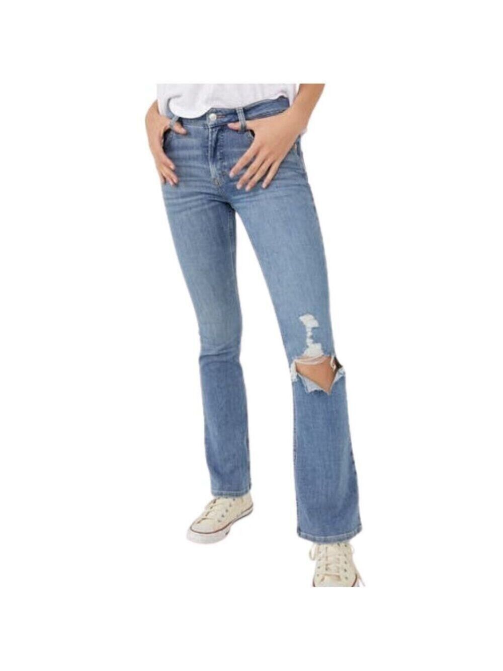 We the Free Carmen Flare Jeans Vintage Indigo Distressed High Rise Denim 30